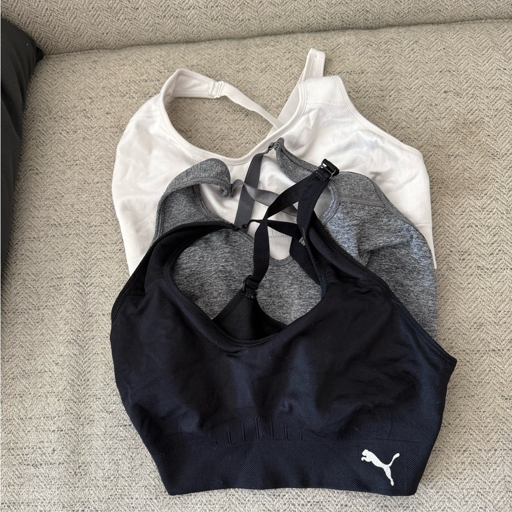 Puma Black, Gray, & White Sports Bras - Pack of 3
